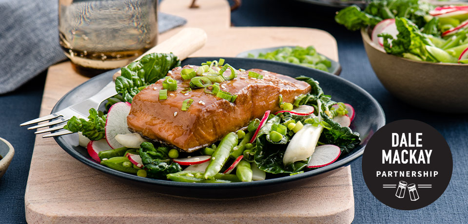 Orange-Soy Marinated Salmon with Vegetable Salad