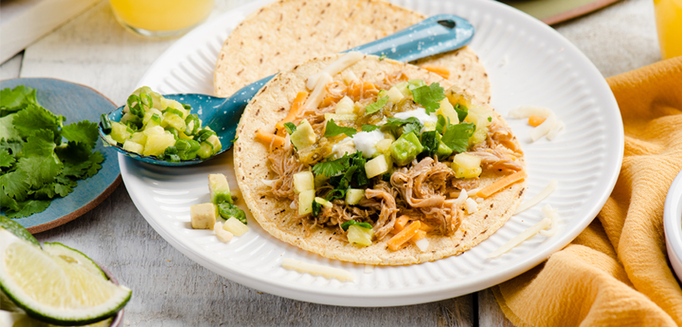 BBQ Pulled Chicken Tacos with Salsa Verde